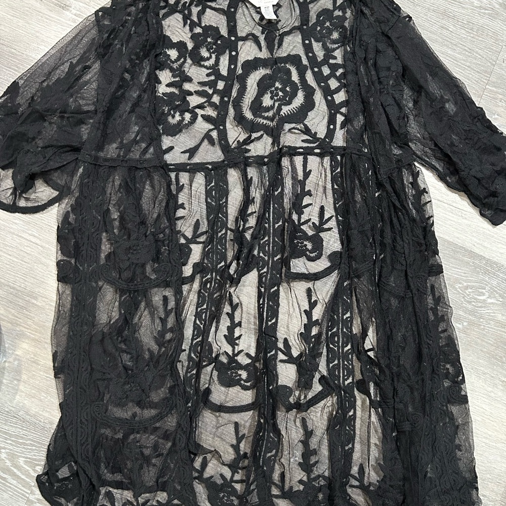 LC Lauren Conrad Black Sheer Swim Coverup